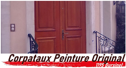 Ponçage à blanc d'une porte palière en chêne massif.