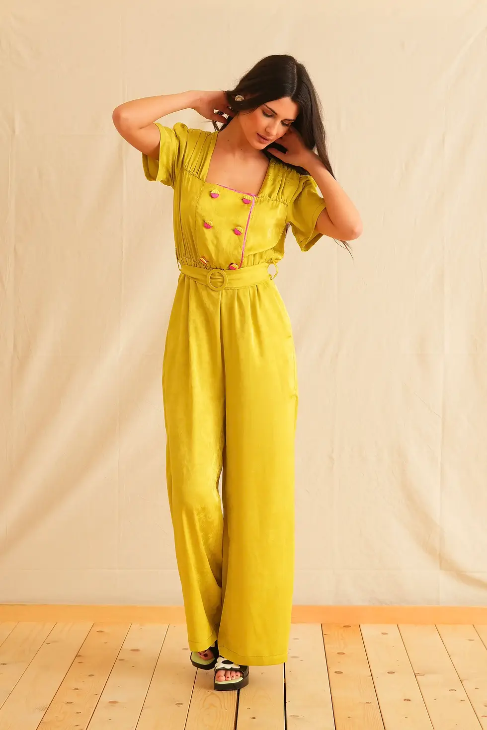 Thumbnail: Lime Jacquard Jumpsuit