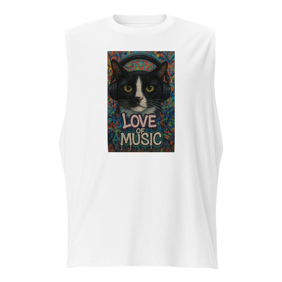 Thumbnail: Tuxedo DJ Cat Graffiti Muscle Shirt