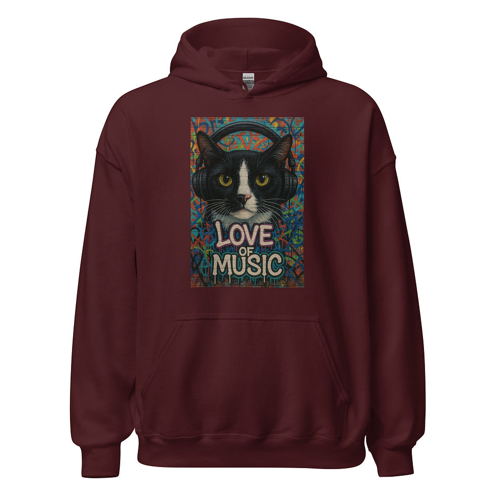 Thumbnail: Tuxedo DJ Cat Graffiti Unisex Hoodie