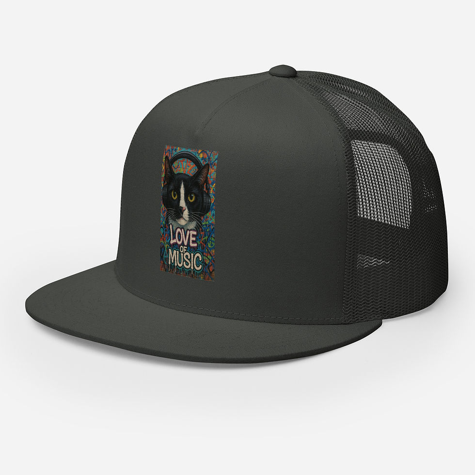Thumbnail: Tuxedo DJ Cat Graffiti Trucker Cap