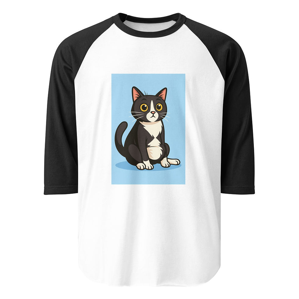 Thumbnail: Tuxedo Cat 3/4 sleeve raglan shirt