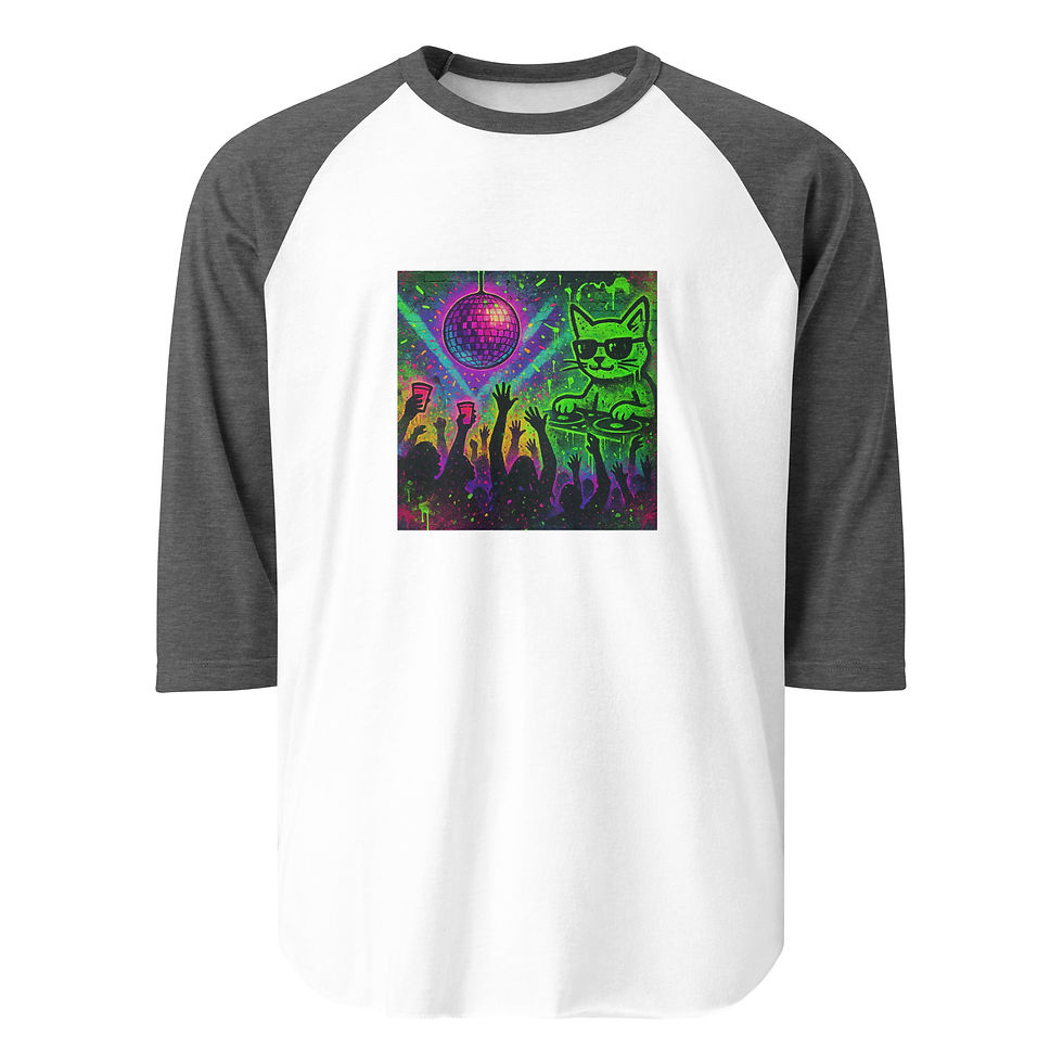 Thumbnail: Disco Kitty 2 3/4 sleeve raglan shirt