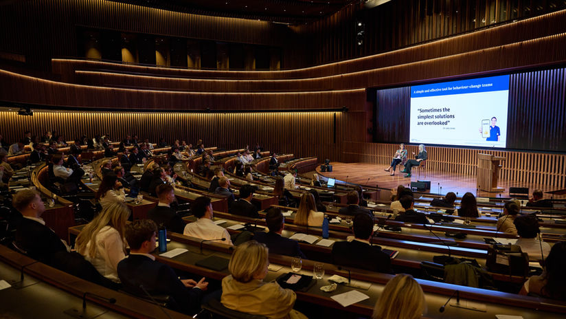 Dr Julia Jones in conversation at a fireside chat event