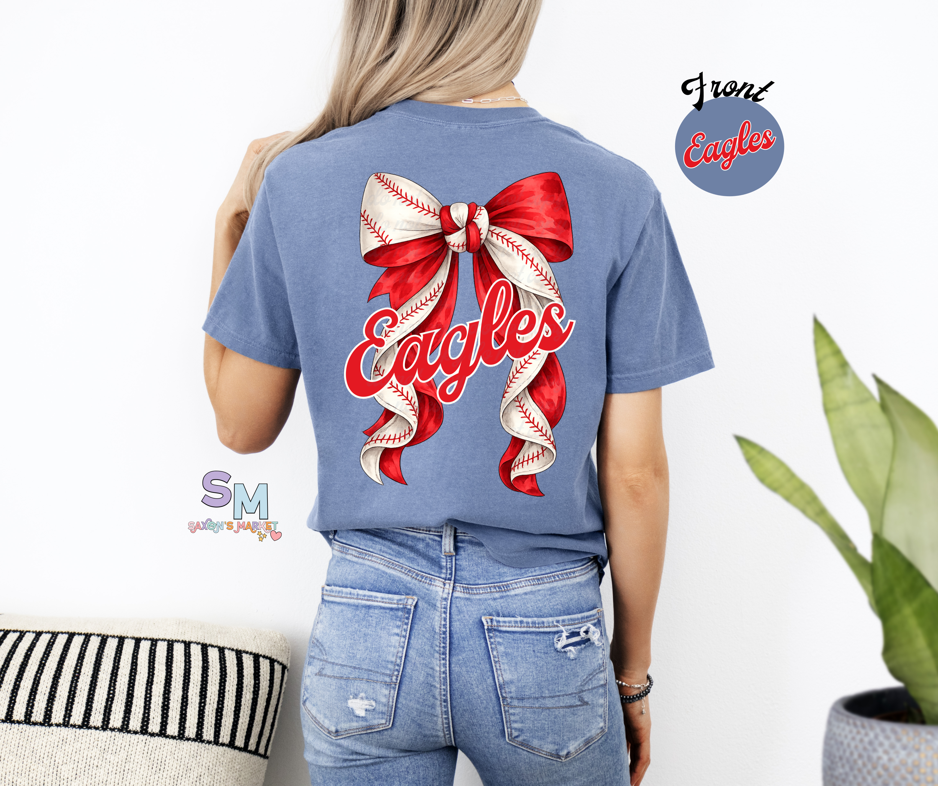 Baseball Bow With Tails With Personalized Name- Pocket Included