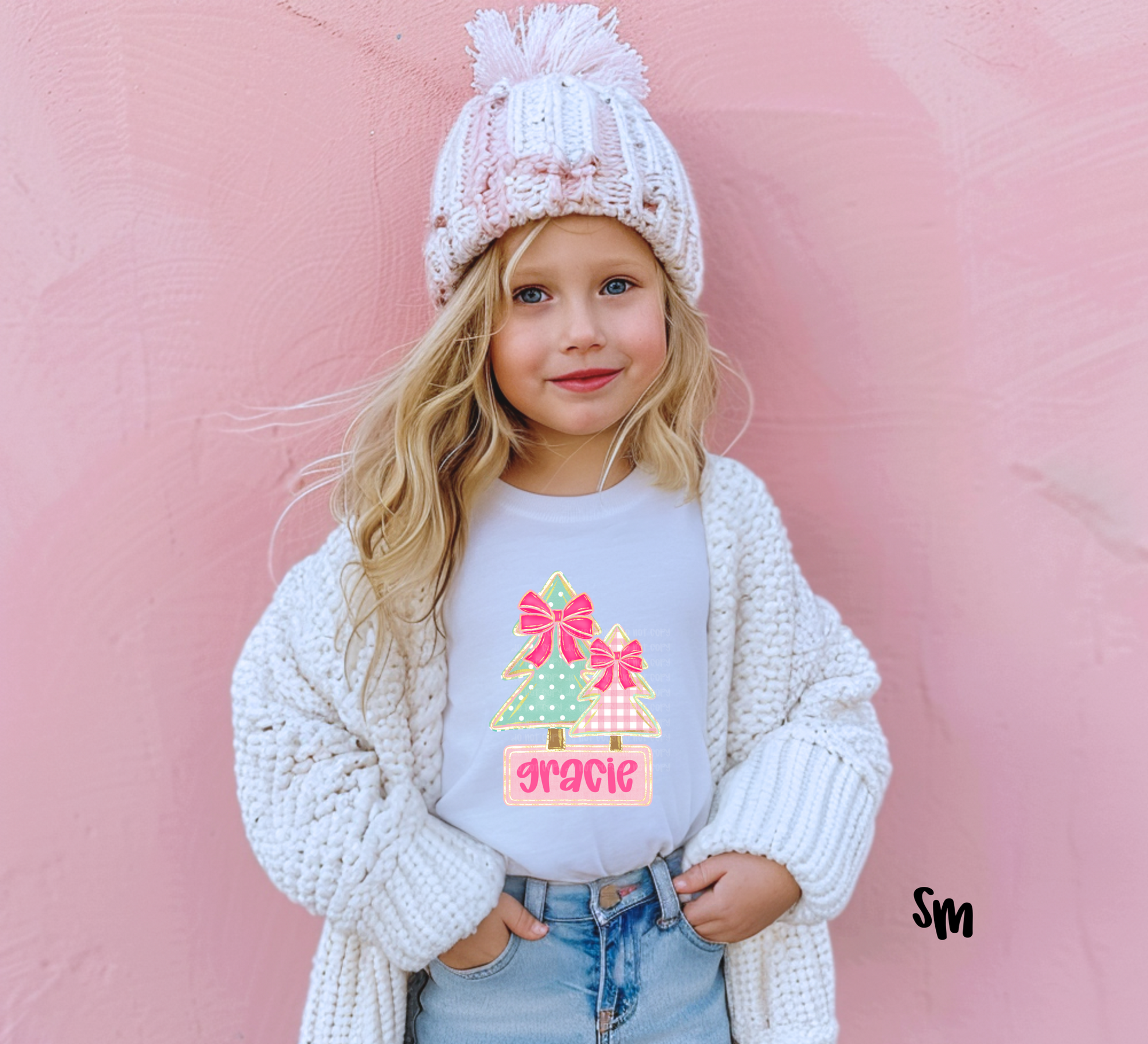 Girls Bow Trees Personalized Name