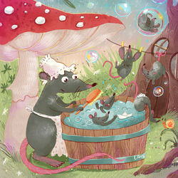 The mouse bathes the naughty mice.