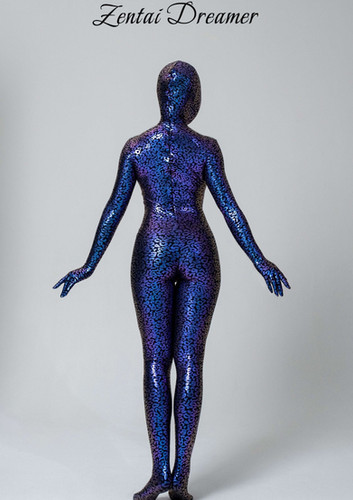全身タイツ Zentai Dreamer パープルレオパード サイズM 美品 ZD27 Lighting Leopard パープルレオパード 全身タイツ オーダーマイド