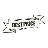 a ribbon label showing best price on package deal for the biggest money savings