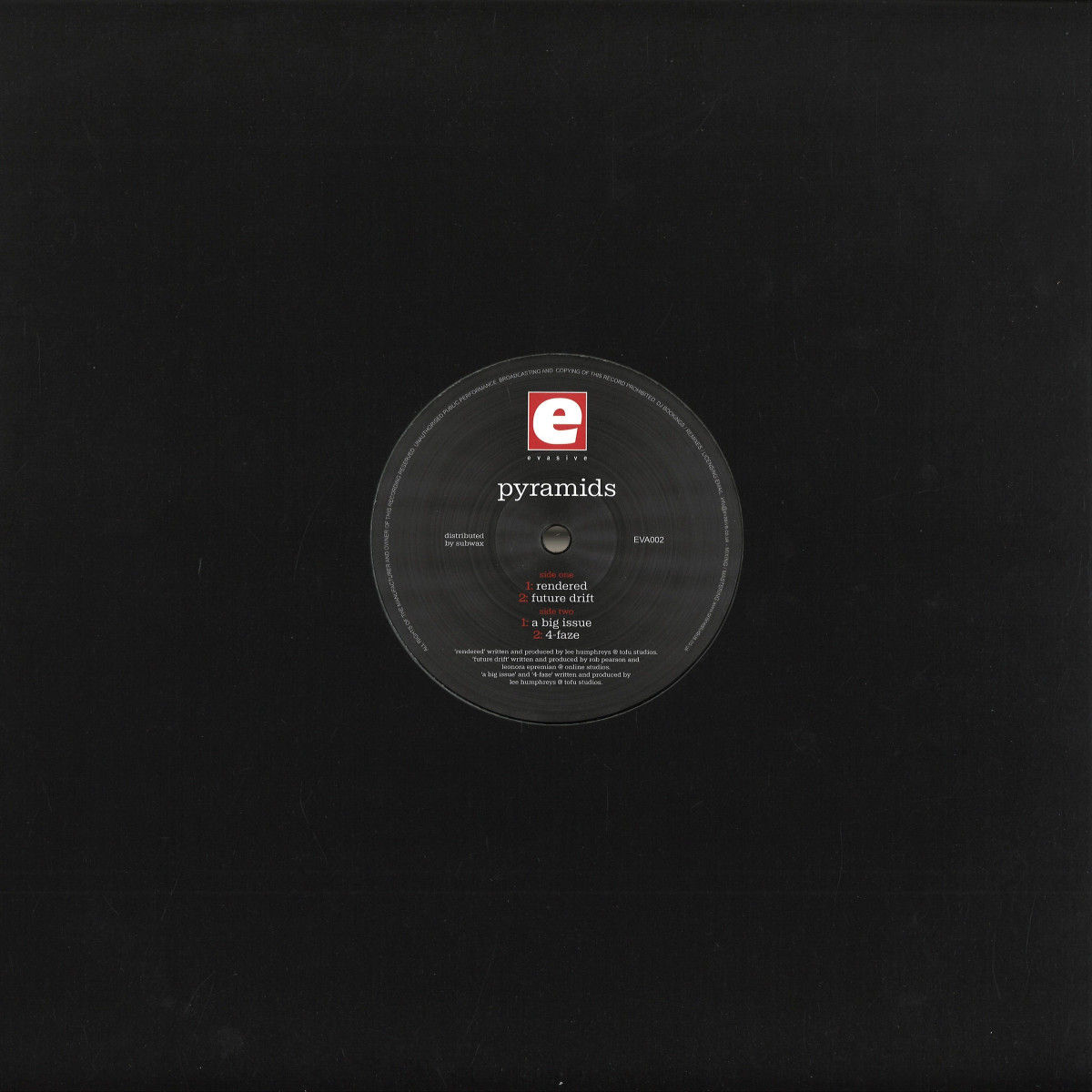 Various - Pyramids, vinyl record cover, on Evasive Records, catalogue number EVA002, at GreenHouse Records