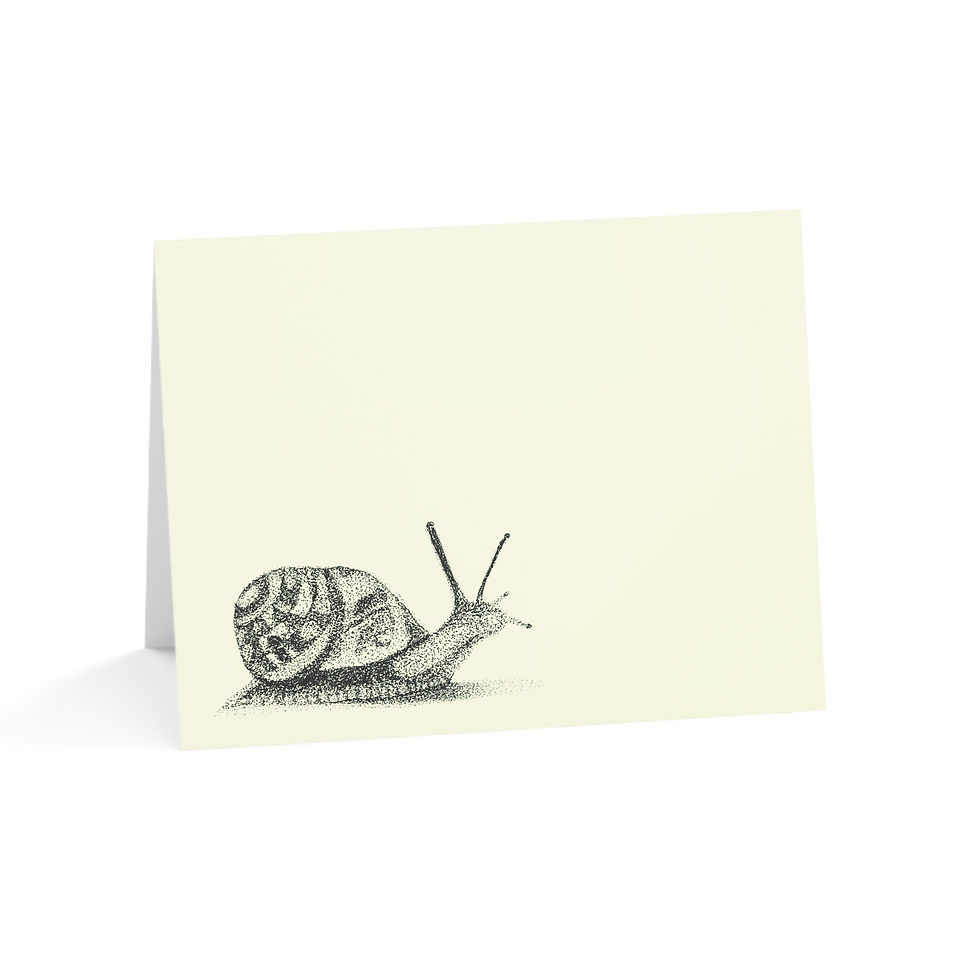 Thumbnail: Notecards, Soft Yellow Snail in Pointillist Dot Style - "Slow Your Roll" 