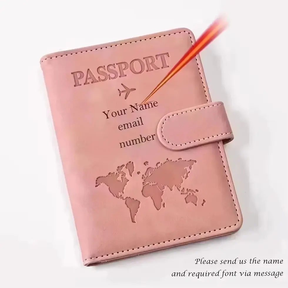 Thumbnail: PU Leather Passport Cover with Custom Name Engraving