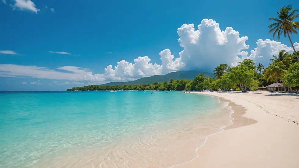 A serene beach in Runaway Bay, Jamaica with turquoise waters and soft white sand