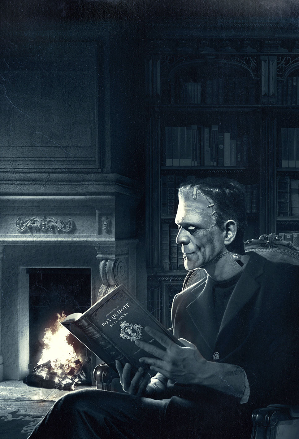 Frankenstein reading Quixote