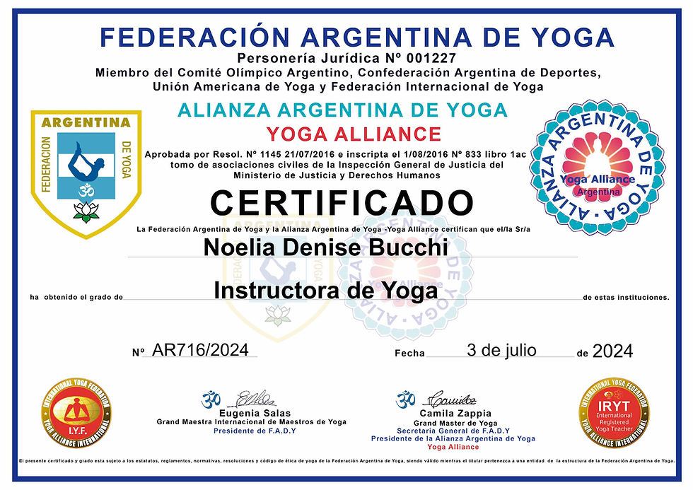 Título Instructora de yoga