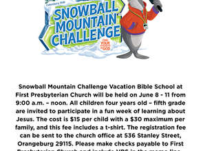 VBS - June 8 - 11, 2026       9:00 am - noon