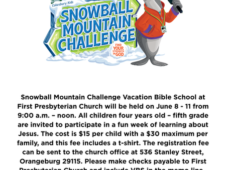 VBS - June 8 - 11, 2026 9:00 am - noon
