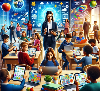 DALL·E 2023-12-27 06.38.50 - An engaging and educational image depicting a modern classroo