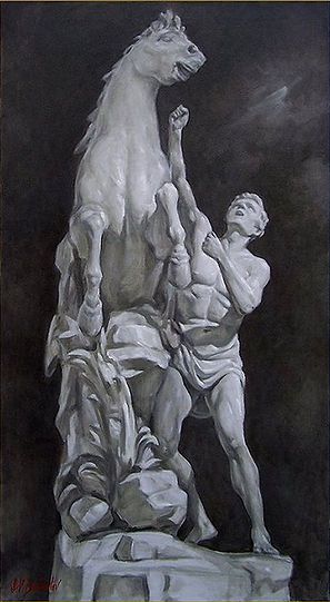 The Marley Horse, Sculpture-Grisaille painting by Igor Babailov