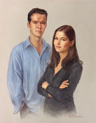 Portrait of Peter and Marcie Monet, Montreal - pastel by portrait artist Igor Babailov, group portraits, family portraits