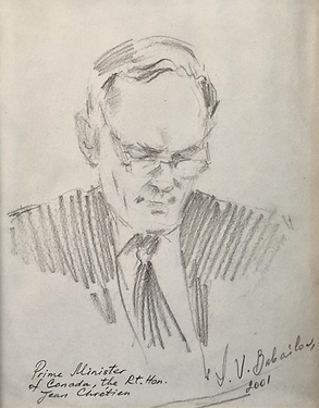 20th Prime Minister of Canada, Jean Chretien -Original Graphite Portrait Study, by portrait artist Igor Babailov, Portrait Study #2