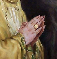 Pope Benedict XVI portrait by Igor Babailov - Painting hands in prayer. The Seven Essentials.