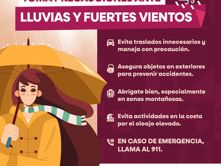 Informa Protección Civil BC pronóstico de lluvias ligeras para los próximos días