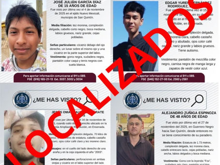 Localizan a cuatro personas reportadas como desaparecidas en Ensenada y San Quintín