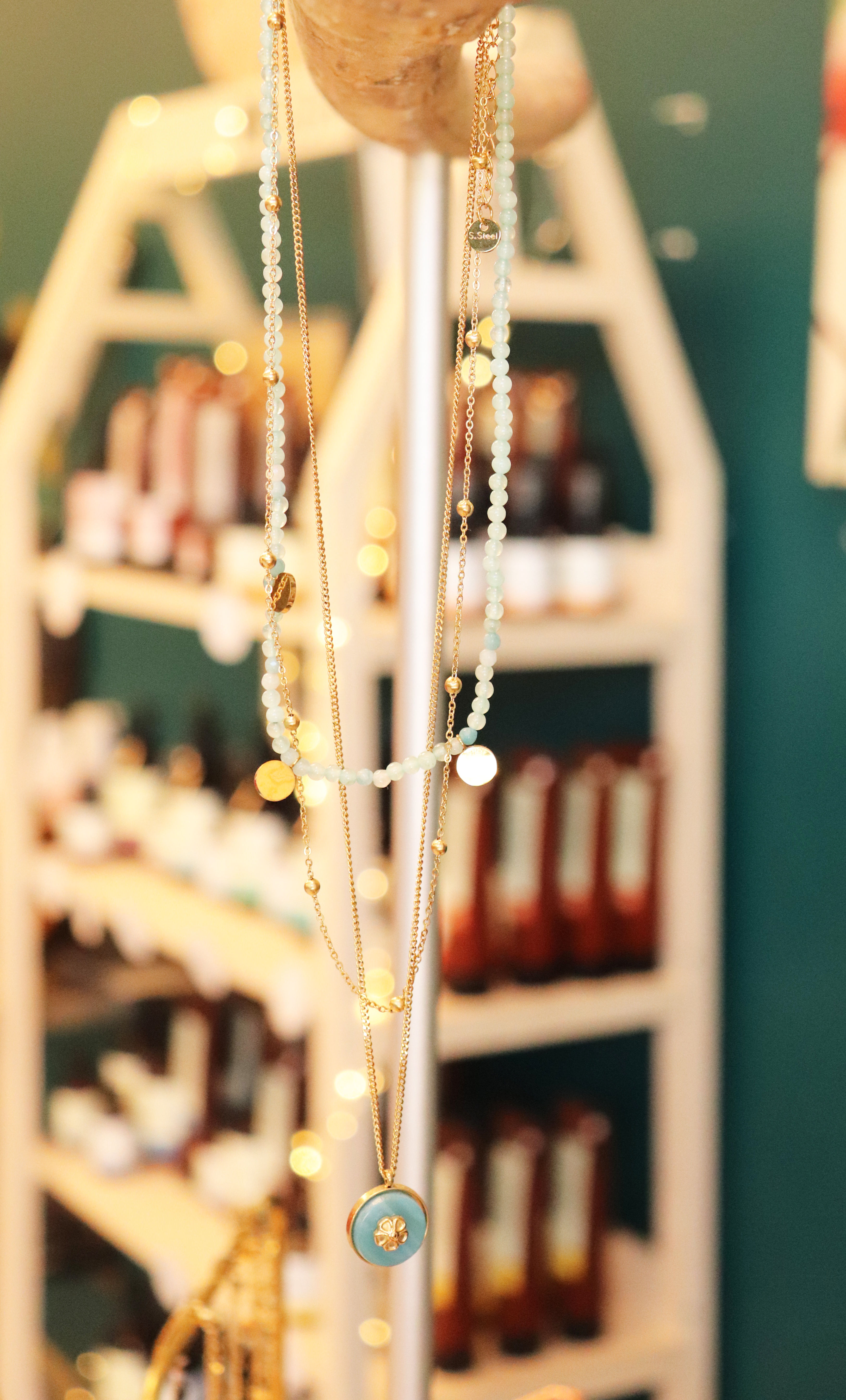 Collier triple tour jade