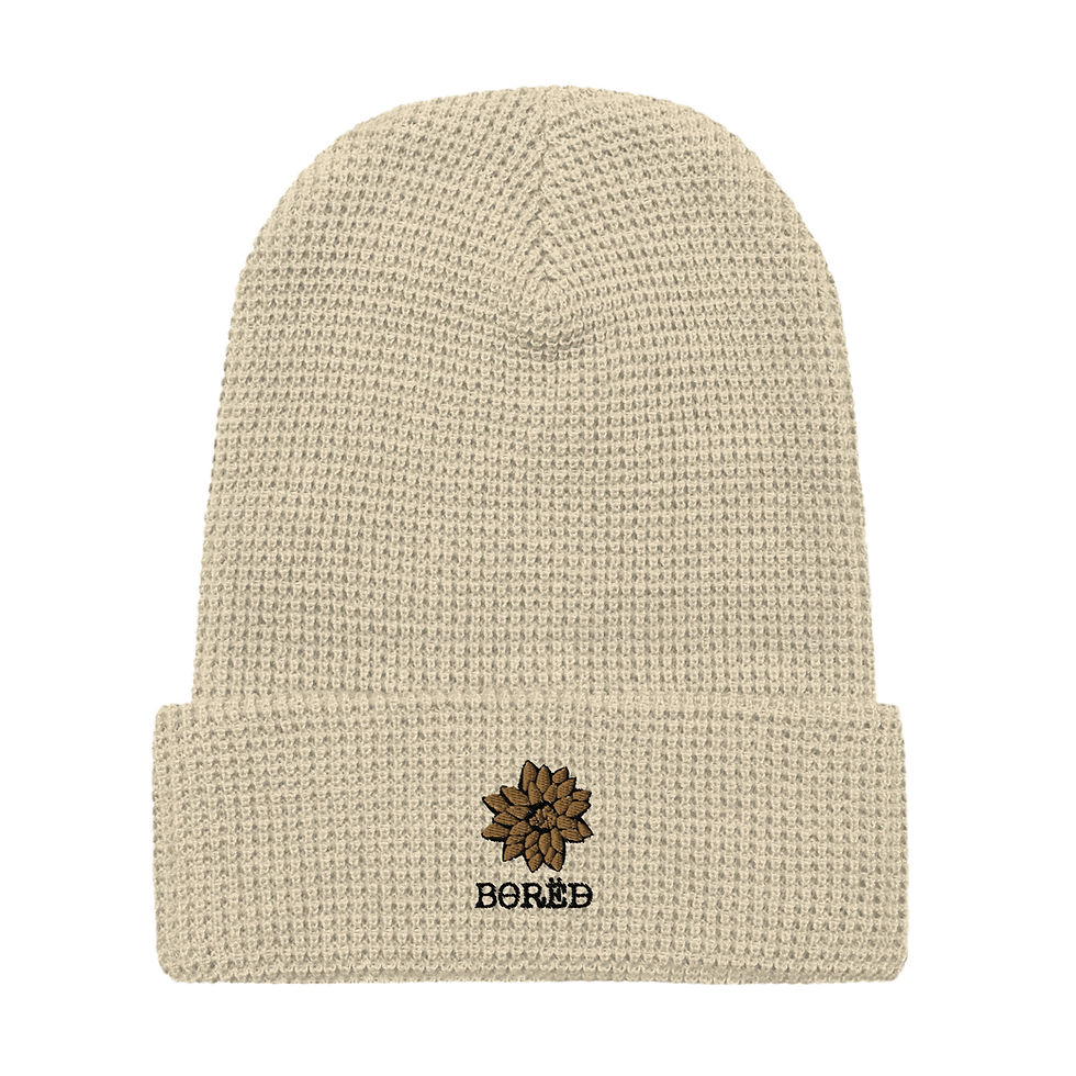 Bored Sunflower Embroidered Waffle Beanie