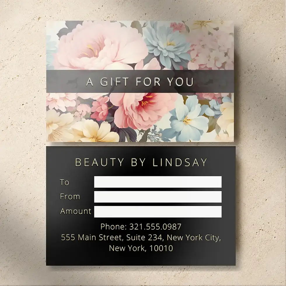 Vintage Floral Foil Small Gift Certificates