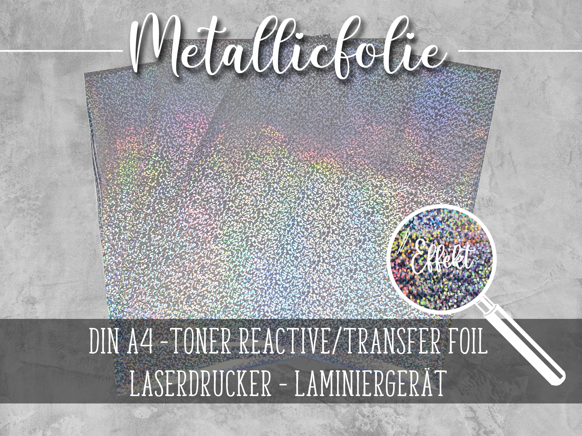 Silber Konfetti - A4 Heißprägefolie Tonertransferfolie Reactive Folieren Hotfoil