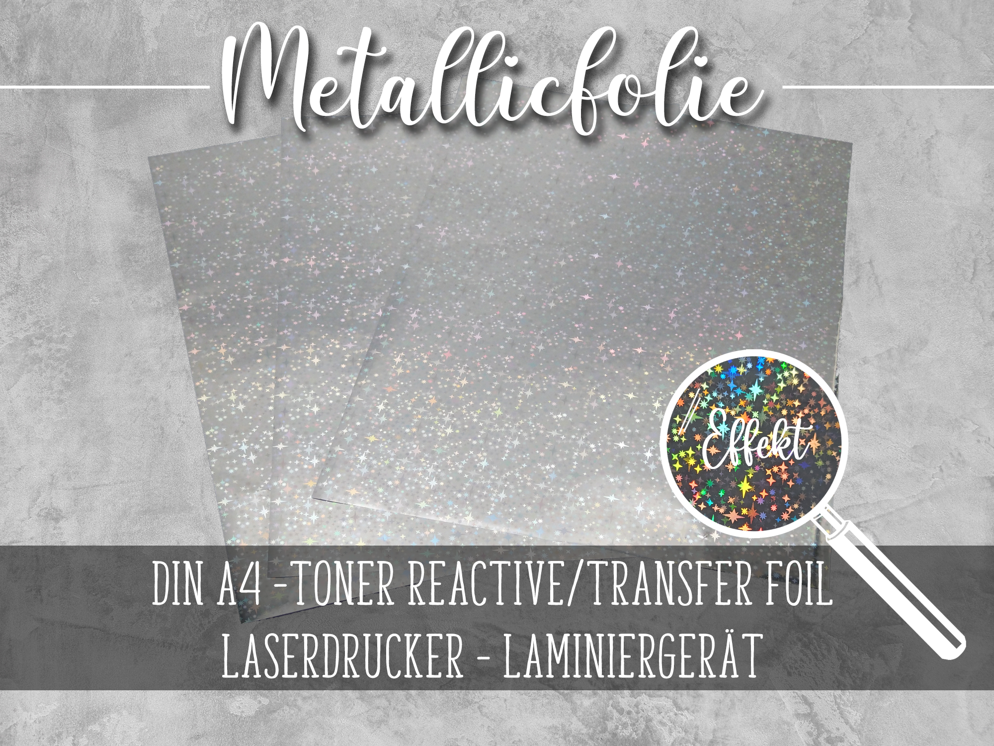 Silber Glitter - A4 Heißprägefolie Tonertransferfolie Reactive Folie Hotfoil