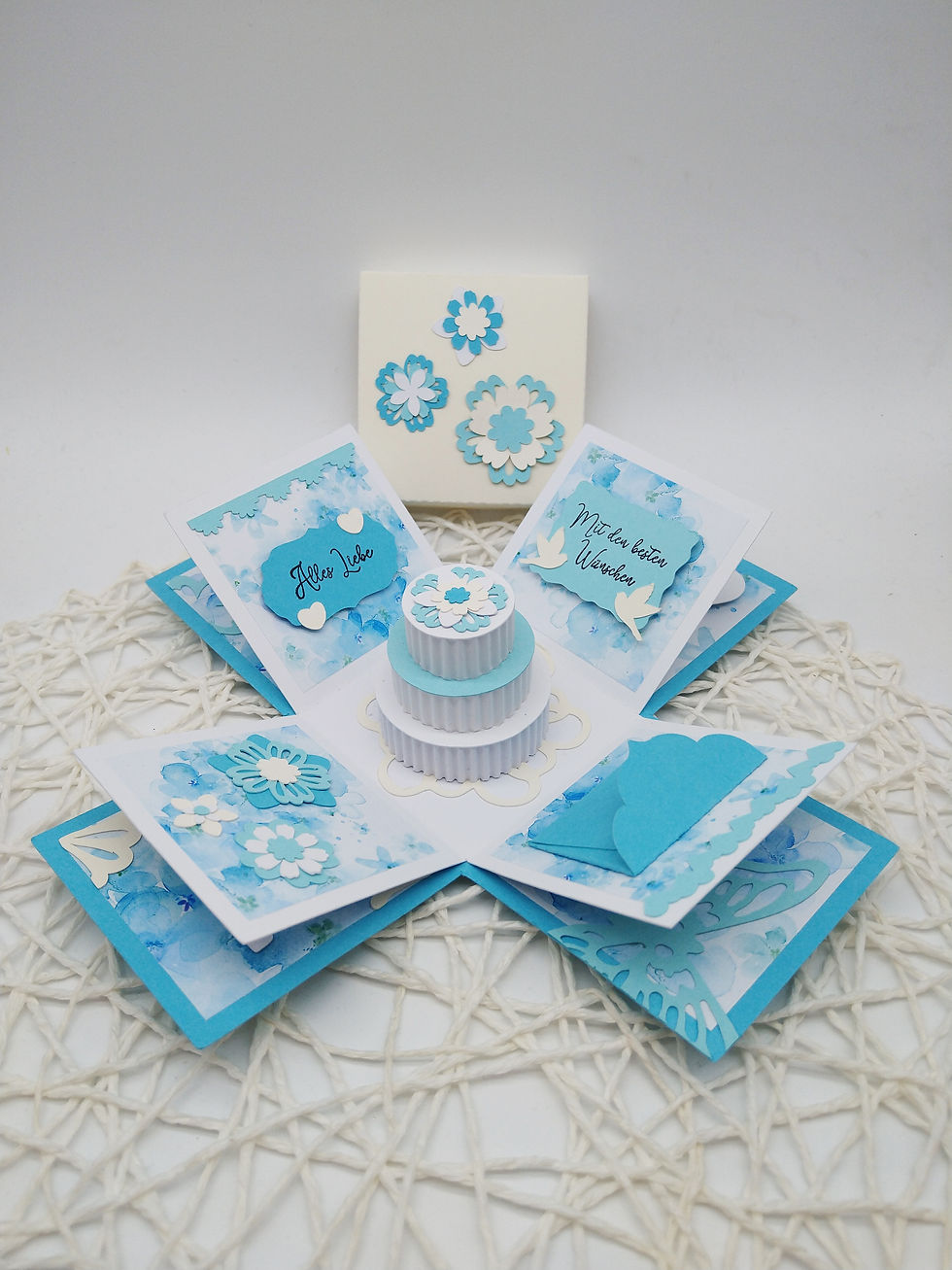 Miniaturbild: Fertige Hochzeitsbox Explosionsbox Vintage Geschenkbox zweifarbig H04