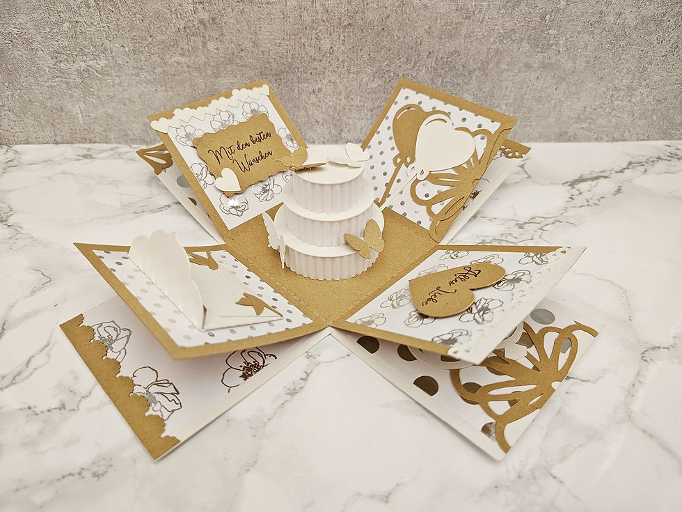 Miniaturbild: Fertige Hochzeitsbox Explosionsbox Vintage Geschenkbox zweifarbig H12