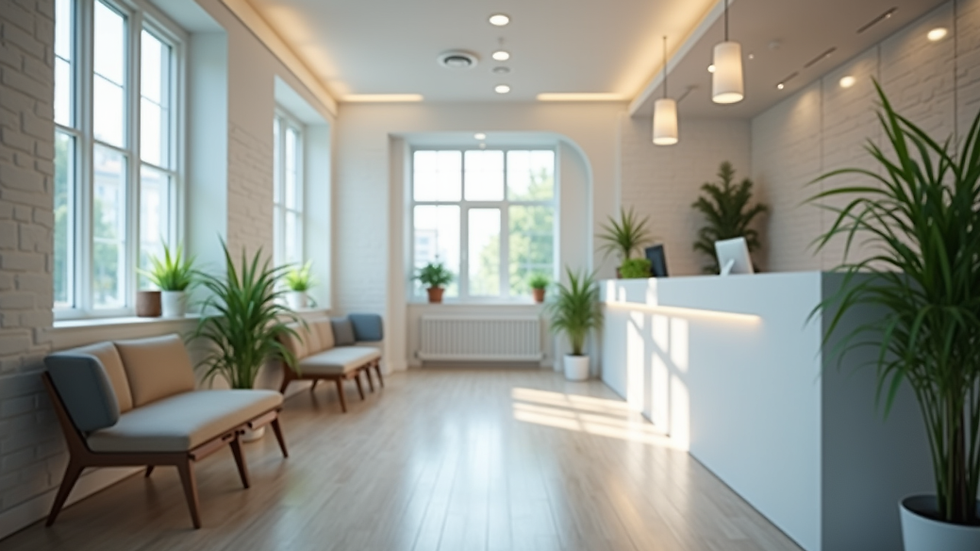 Eye-level view of a dental clinic reception area