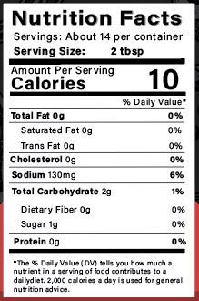 Thumbnail: Senor Smokes Roja salsa nutrition label.