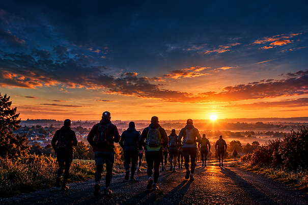 Sunrise Hikers on the Misty Road.png