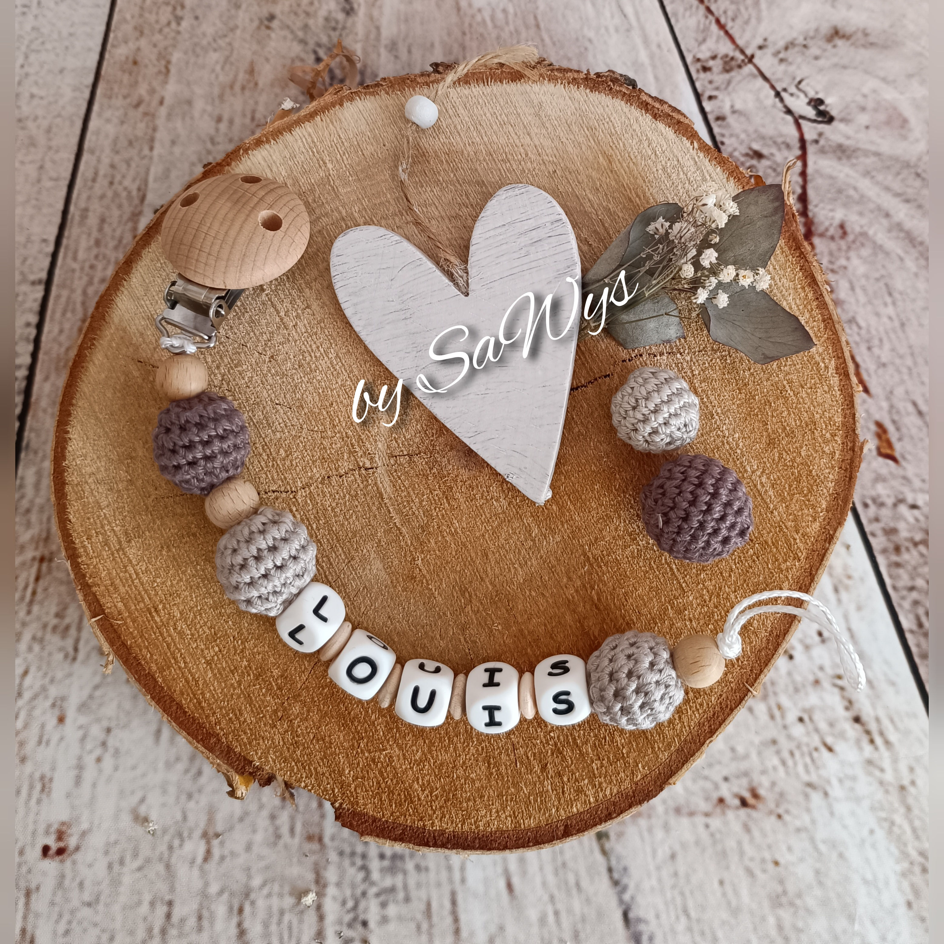 Nuggikette Holz Häkelperle