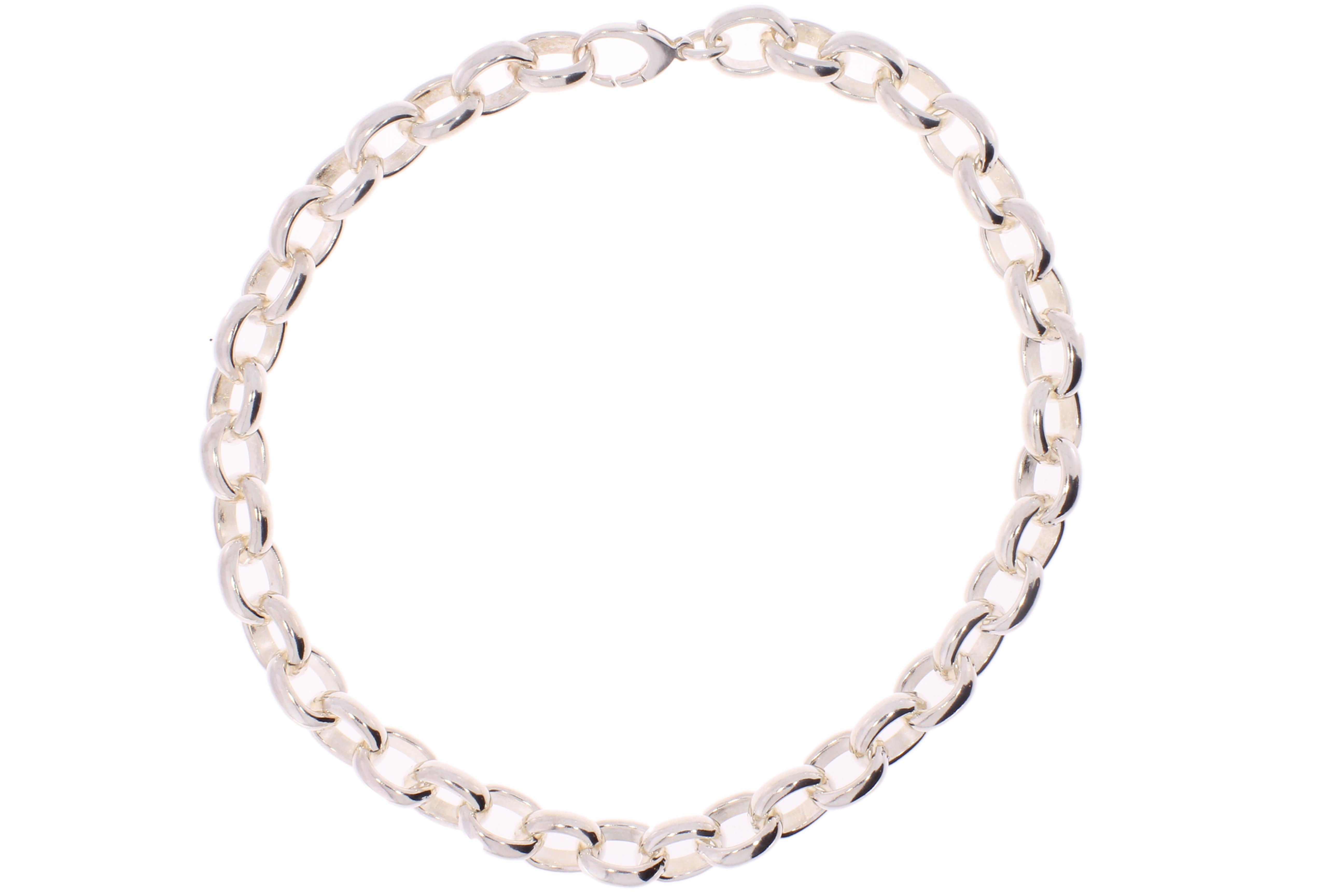 Zilveren ketting - dames collier - ovaal jasseron - massieve ketting - uitverkoo