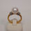 Thumbnail: Geelgoud - damesring - 18 karaat - parel - diamant - uitverkoop