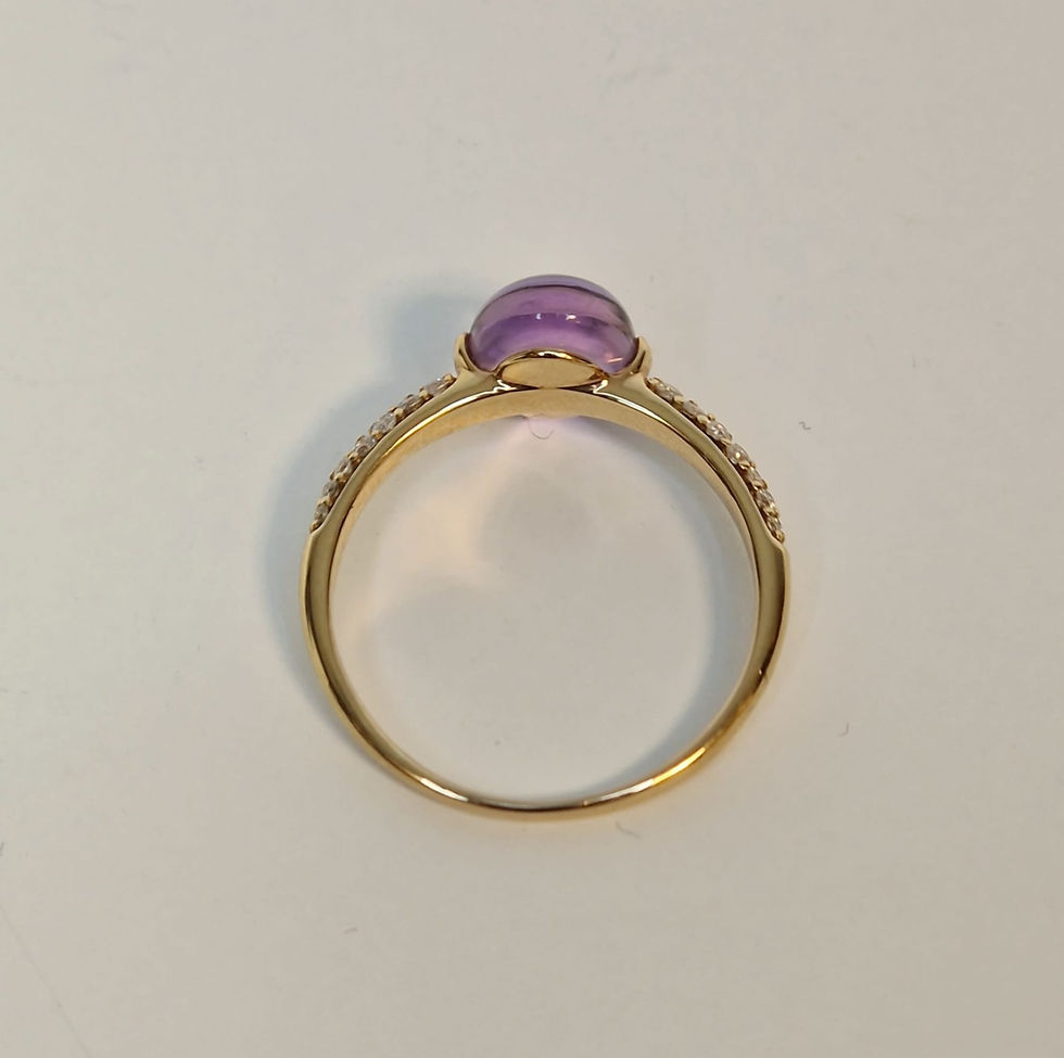 Thumbnail: Damesring - roségoud - 18 karaat - diamant - amethist -  sale