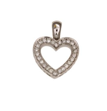 Thumbnail: Witgouden hanger - hartje 14 karaat - diamant - uitverkoop Juwelier Verlinden St