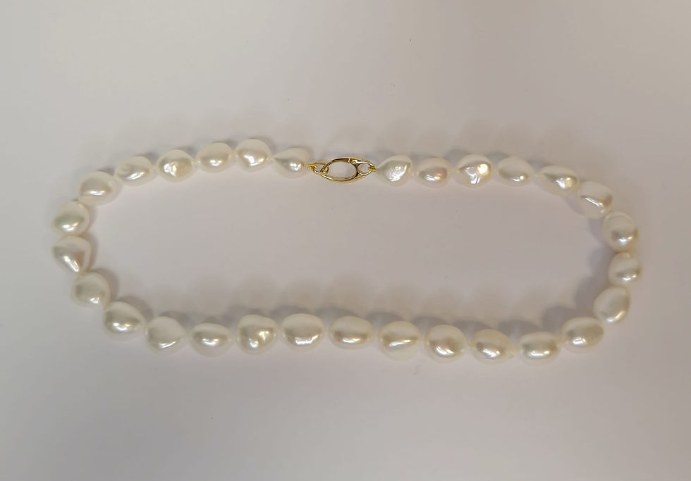 Thumbnail: Parel collier zoetwater10-15 mm - collier 43cm 14 karaat sluiting -  uitverkoop