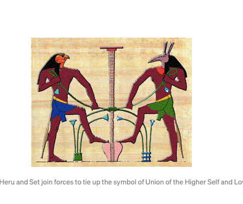 The Union of one’s Higher Self and lower self (Heru and Set).