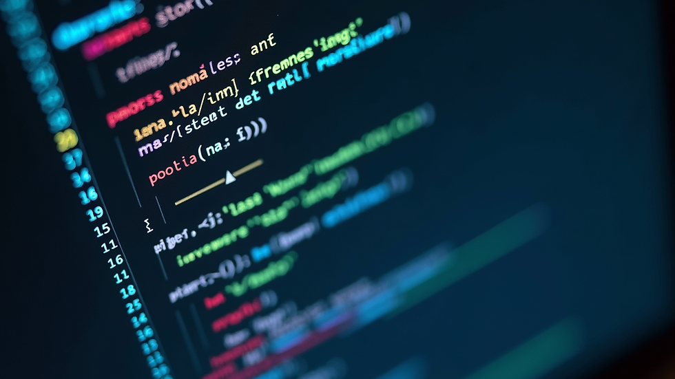 High angle view of a computer screen displaying SQL code