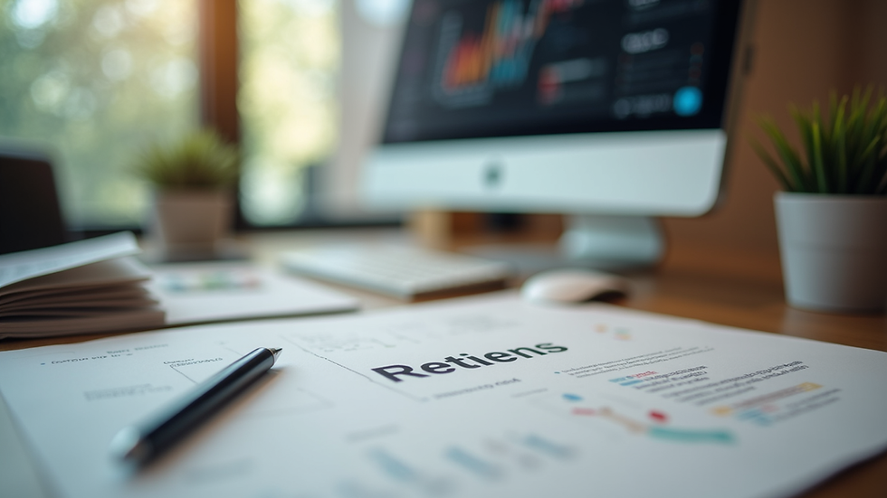 Eye-level view of a modern office workspace with branding materials spread out