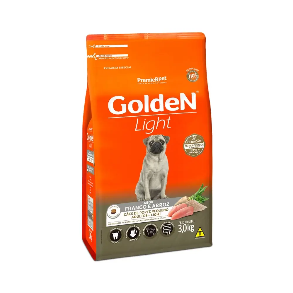 Ração Golden Cães Adultos de Porte Pequeno Sabor Frango e Arroz 3kg