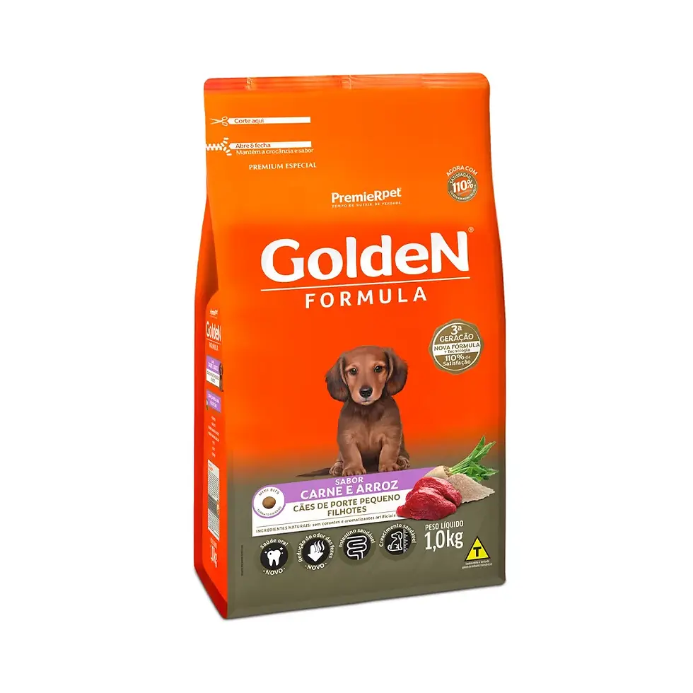 Ração Golden Cães Filhotes de Porte Pequeno Sabor Carne e Arroz 1kg