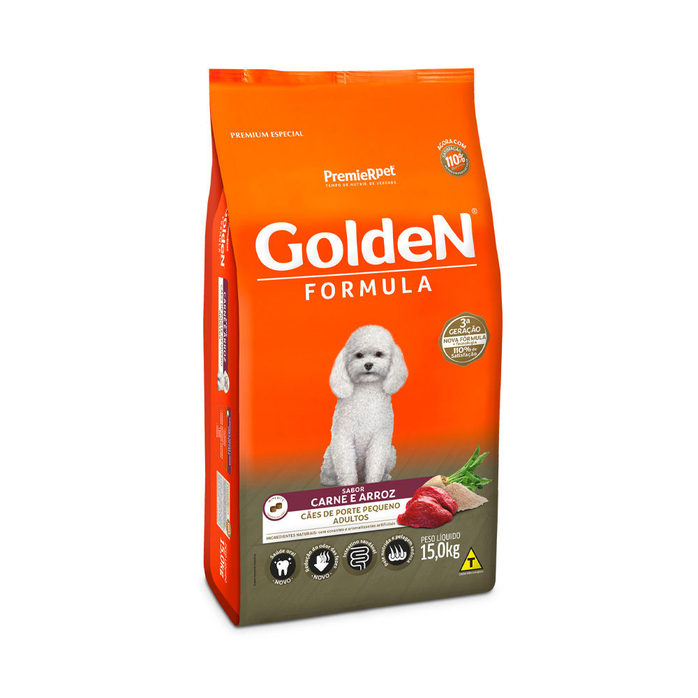 Ração Golden Fórmula Cães Adultos de Porte Pequeno Sabor Carne e Arroz 15kg